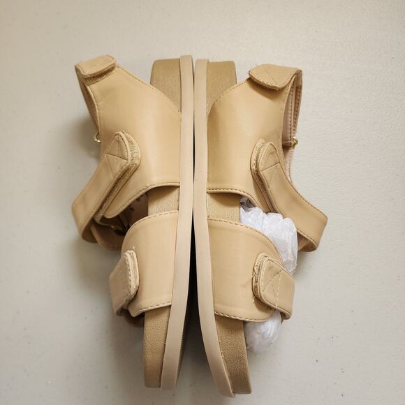 Asos Design Sandals Womens 8 Beige Sporty Straps Grandmacore Open Toe Flaw - Picture 7 of 8